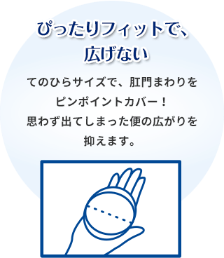 ぴったりフィットで、広げない