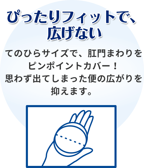 ぴったりフィットで、広げない