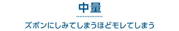 中量 ズボンにしみてしまうほどモレてしまう